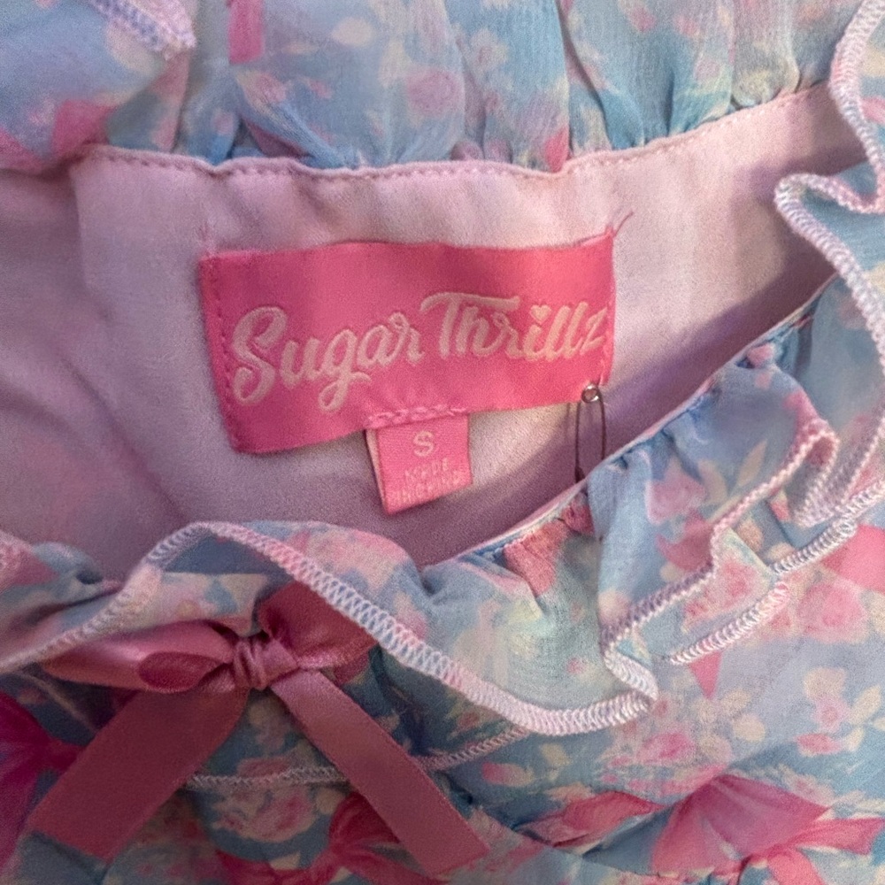 BNWT Sugar Thrillz Pink and Blue Bow Dress - Picture 5 of 6